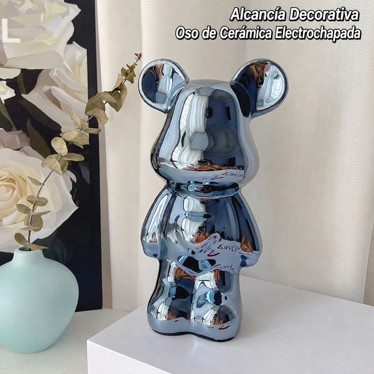 Alcancía Decorativa Oso de Cerámica Electrochapada