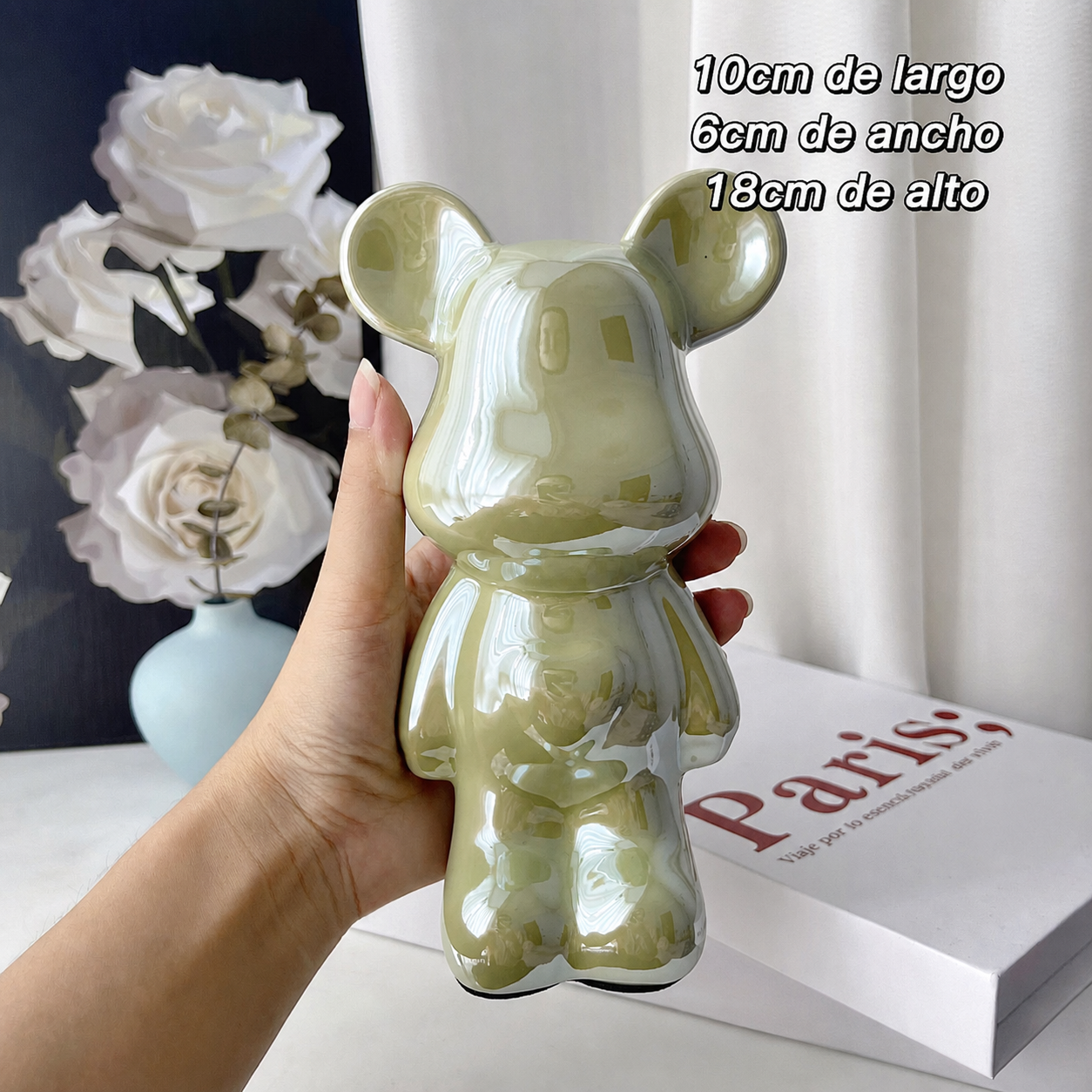 Alcancía Decorativa Oso de Cerámica Electrochapada
