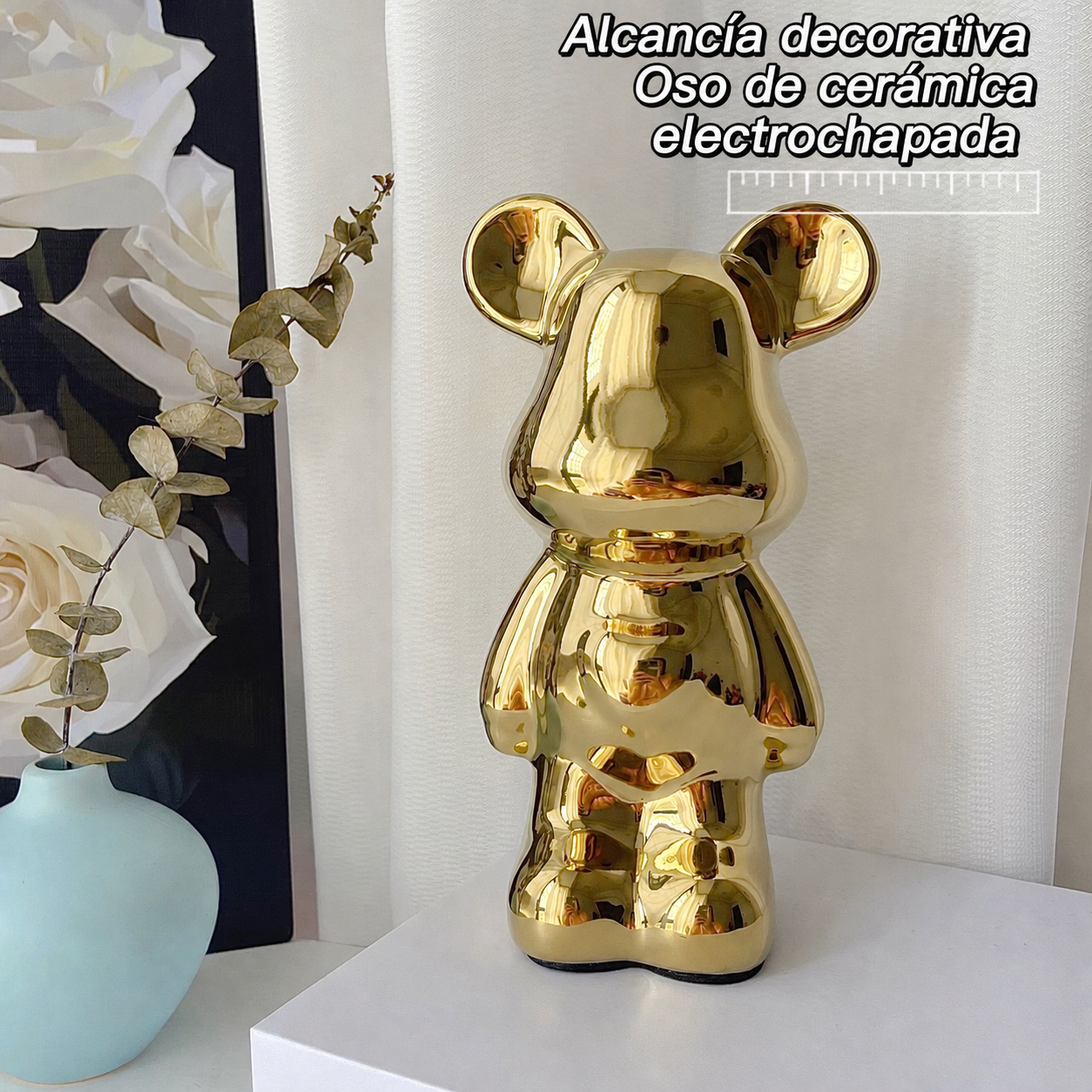 Alcancía Decorativa Oso de Cerámica Electrochapada
