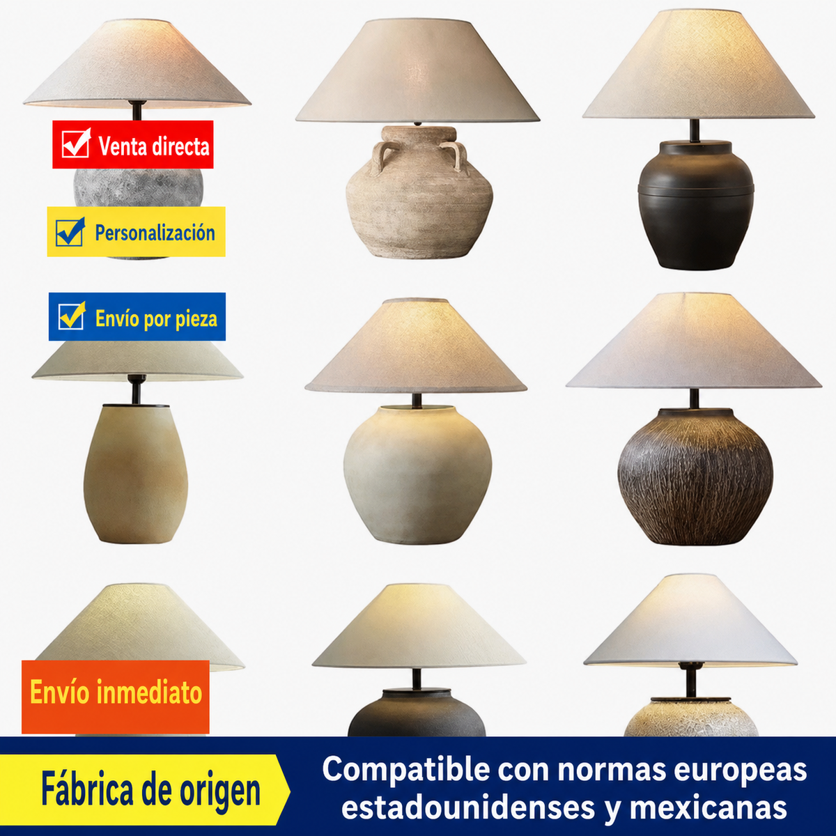 Lámpara de mesa cerámica estilo wabi-sabi japonés - 1