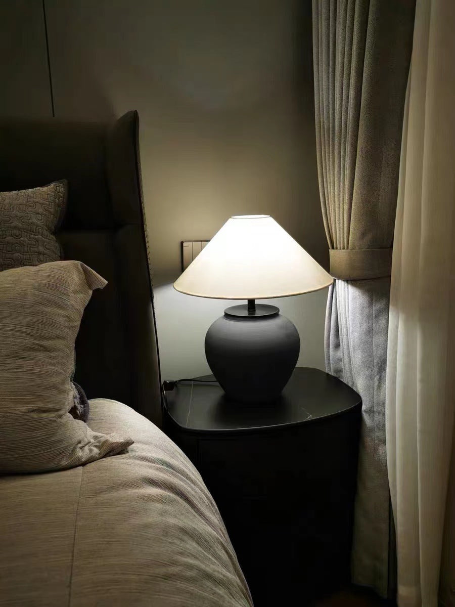 Lámpara de mesa cerámica estilo wabi-sabi japonés - 11