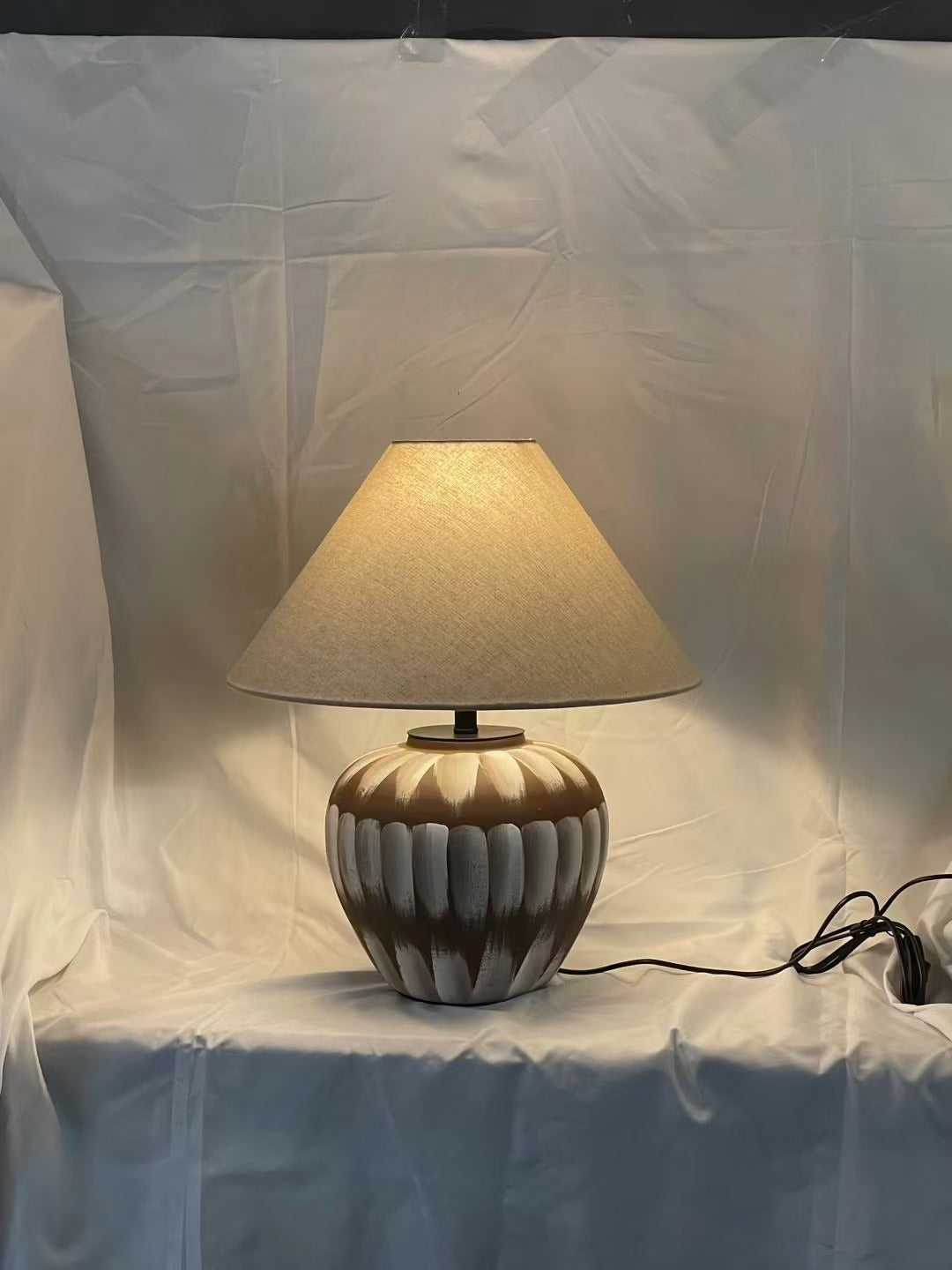 Lámpara de mesa cerámica estilo wabi-sabi japonés - 13