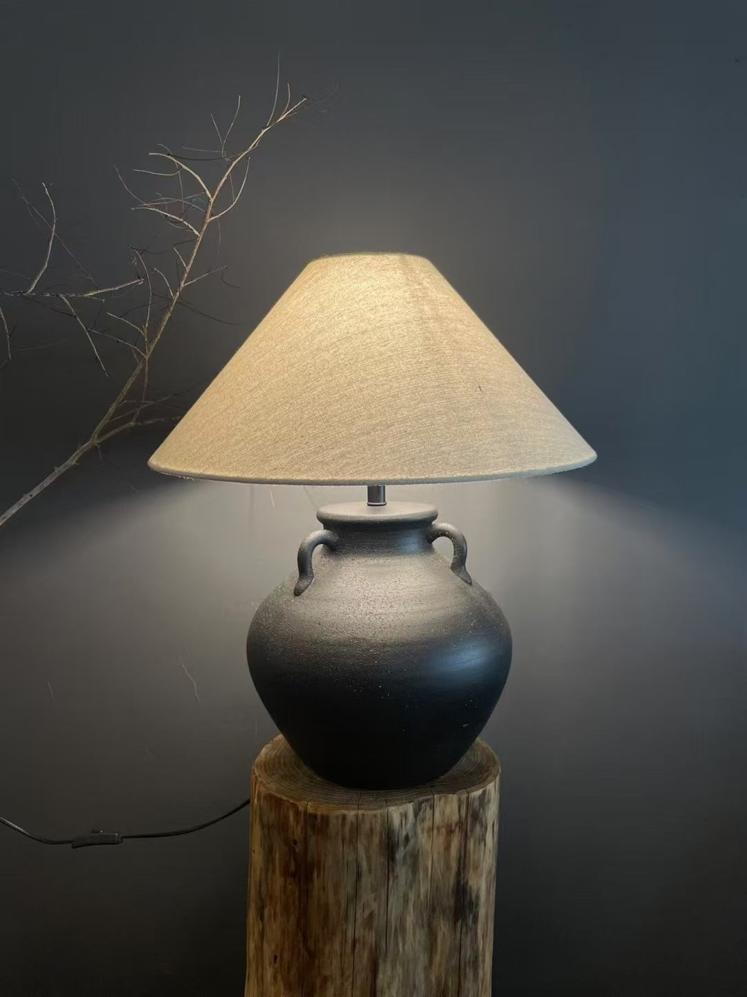 Lámpara de mesa cerámica estilo wabi-sabi japonés - 14