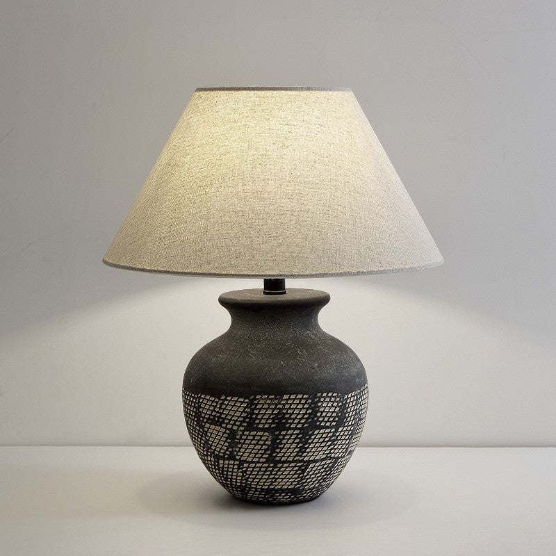 Lámpara de mesa cerámica estilo wabi-sabi japonés - 3