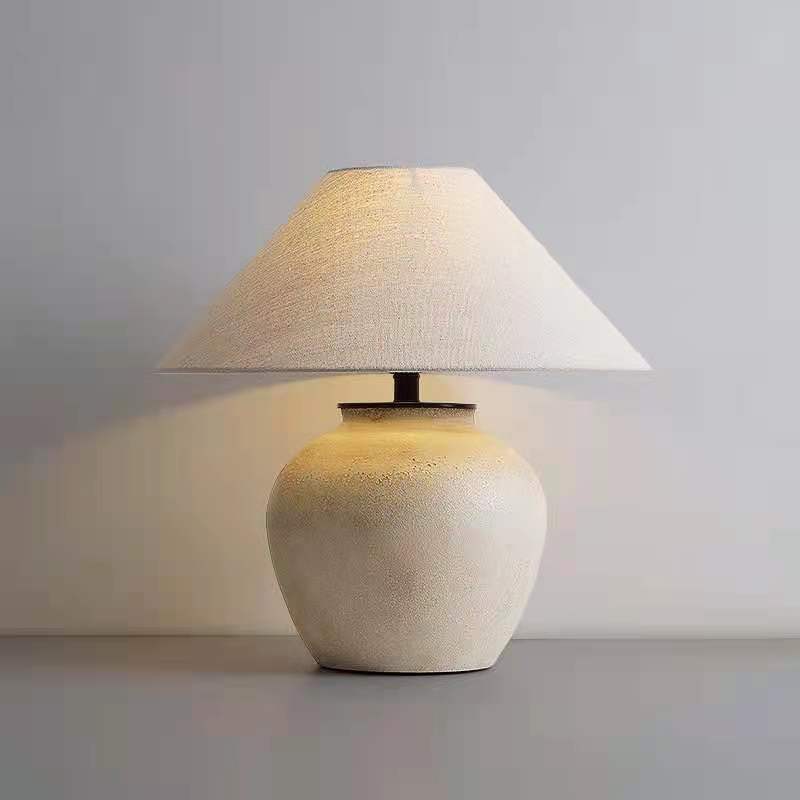 Lámpara de mesa cerámica estilo wabi-sabi japonés - 4