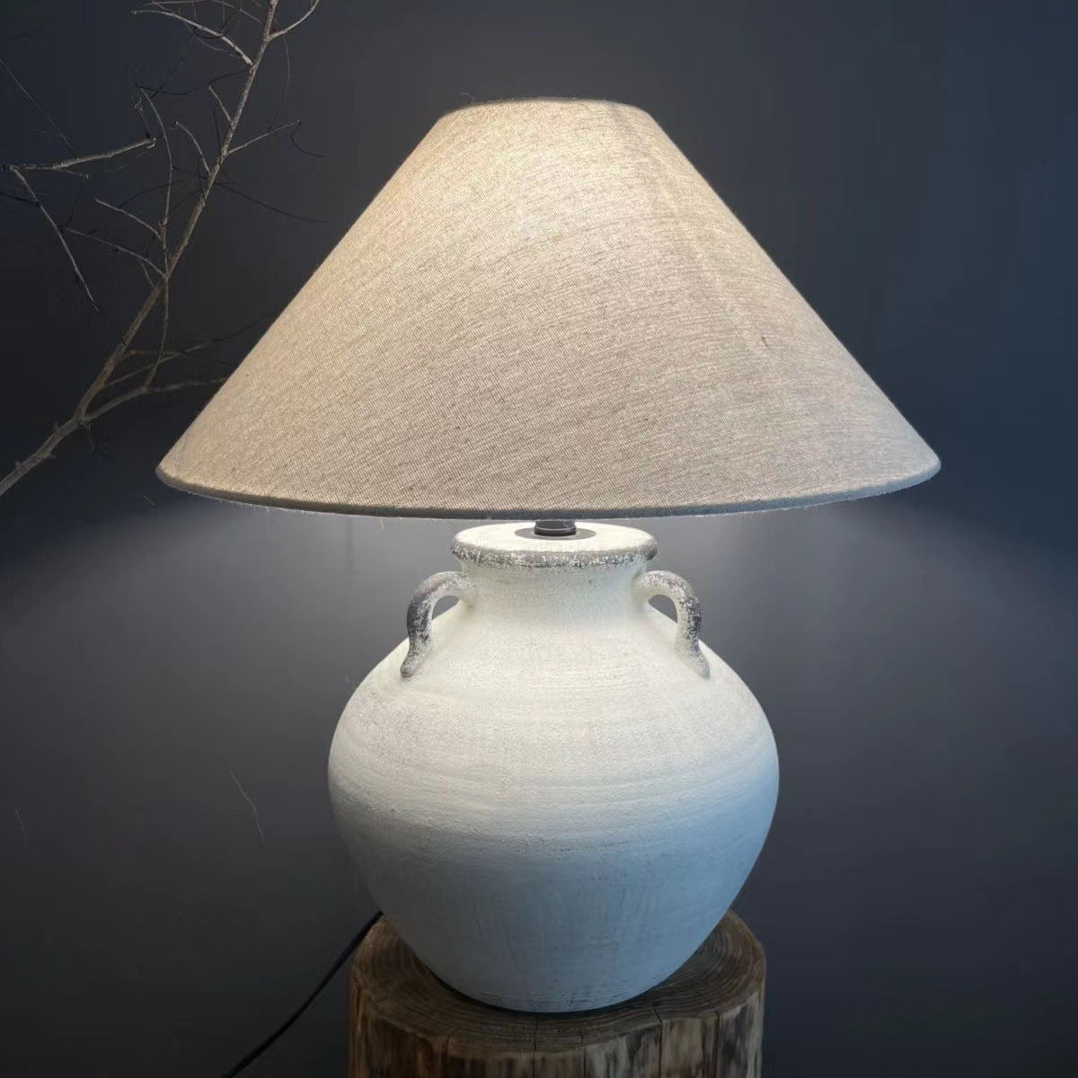 Lámpara de mesa cerámica estilo wabi-sabi japonés - 6