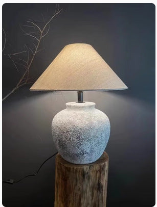 Lámpara de mesa cerámica estilo wabi-sabi japonés - 7