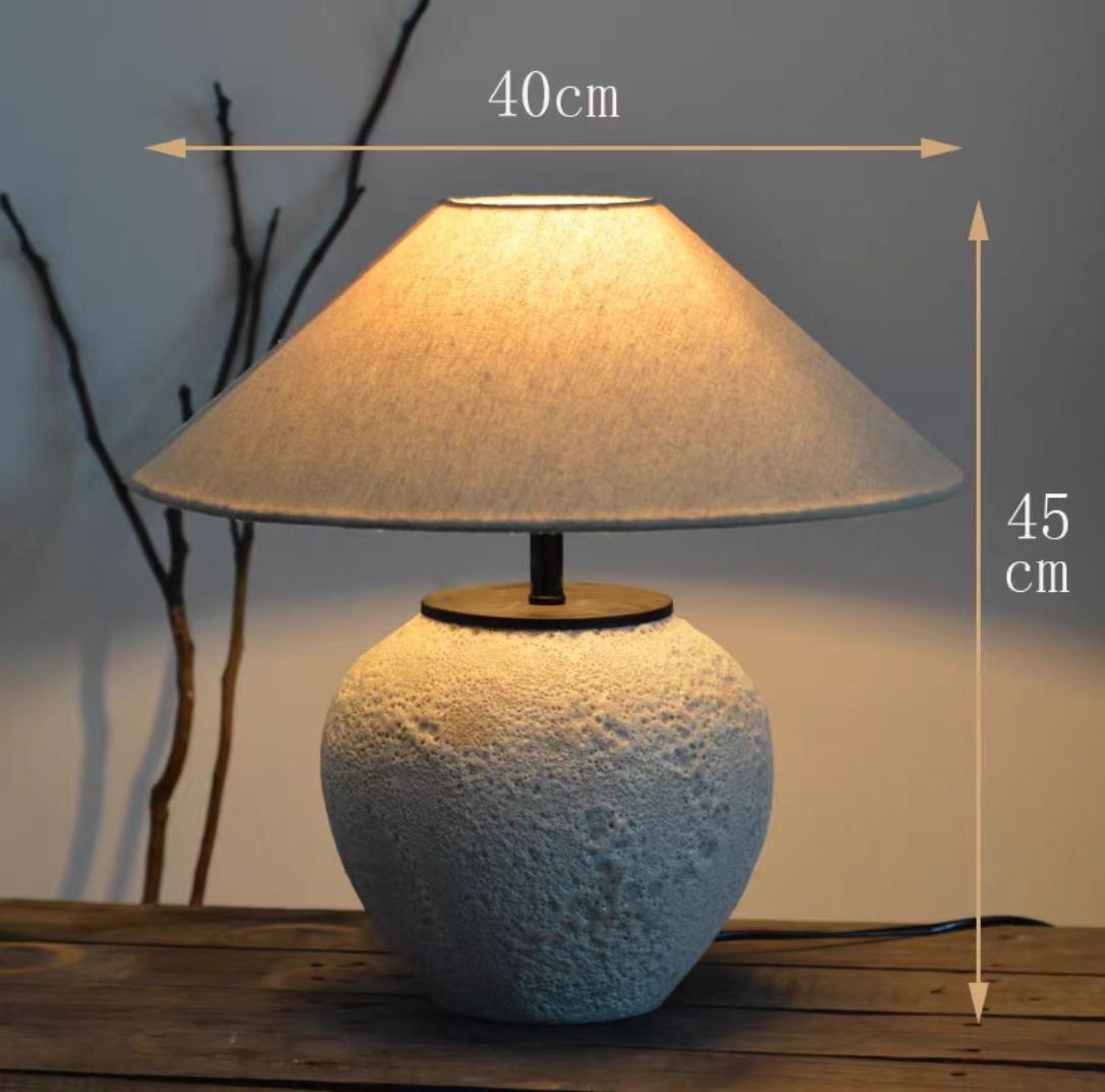 Lámpara de mesa cerámica estilo wabi-sabi japonés
