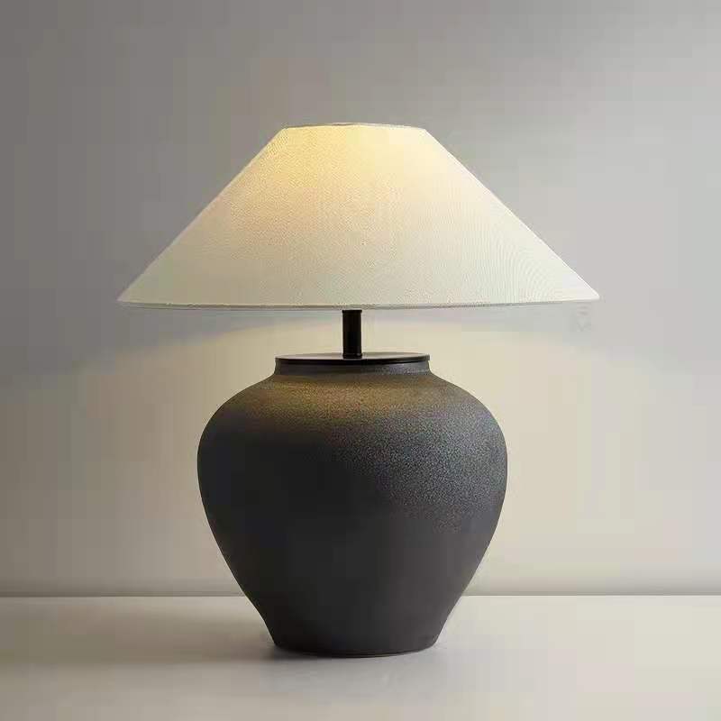 Lámpara de mesa cerámica estilo wabi-sabi japonés