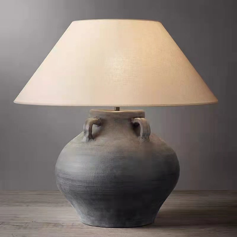 Lámpara de mesa cerámica estilo wabi-sabi japonés