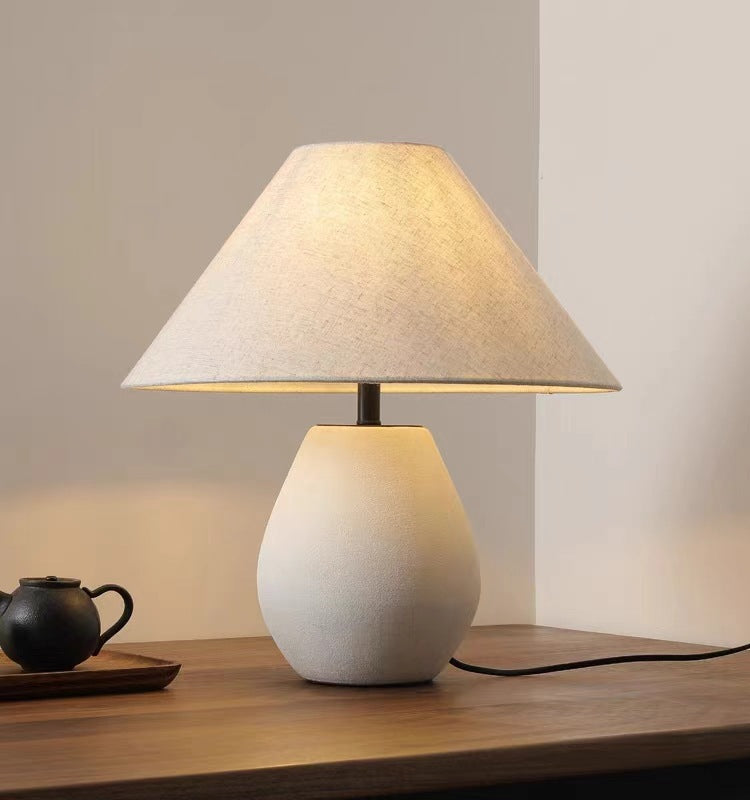 Lámpara de mesa cerámica estilo wabi-sabi japonés