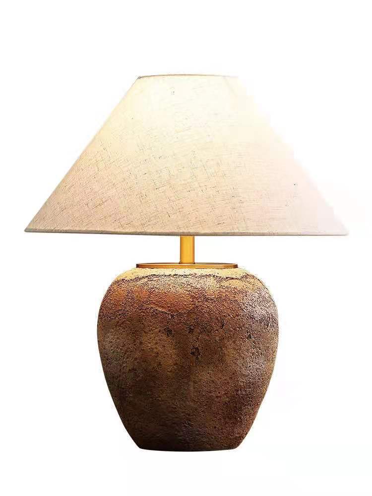 Lámpara de mesa cerámica estilo wabi-sabi japonés
