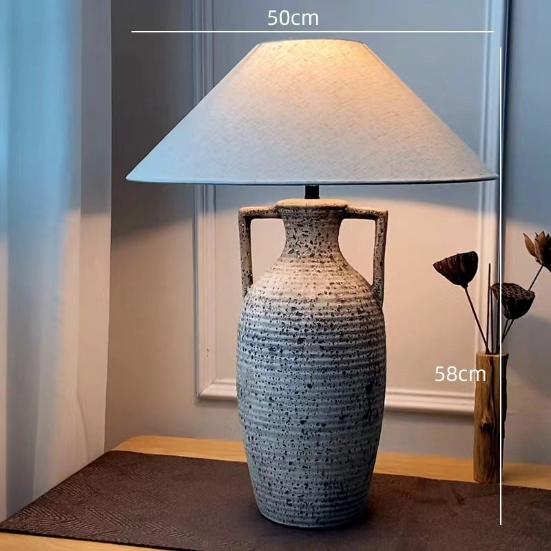 Lámpara de mesa cerámica estilo wabi-sabi japonés