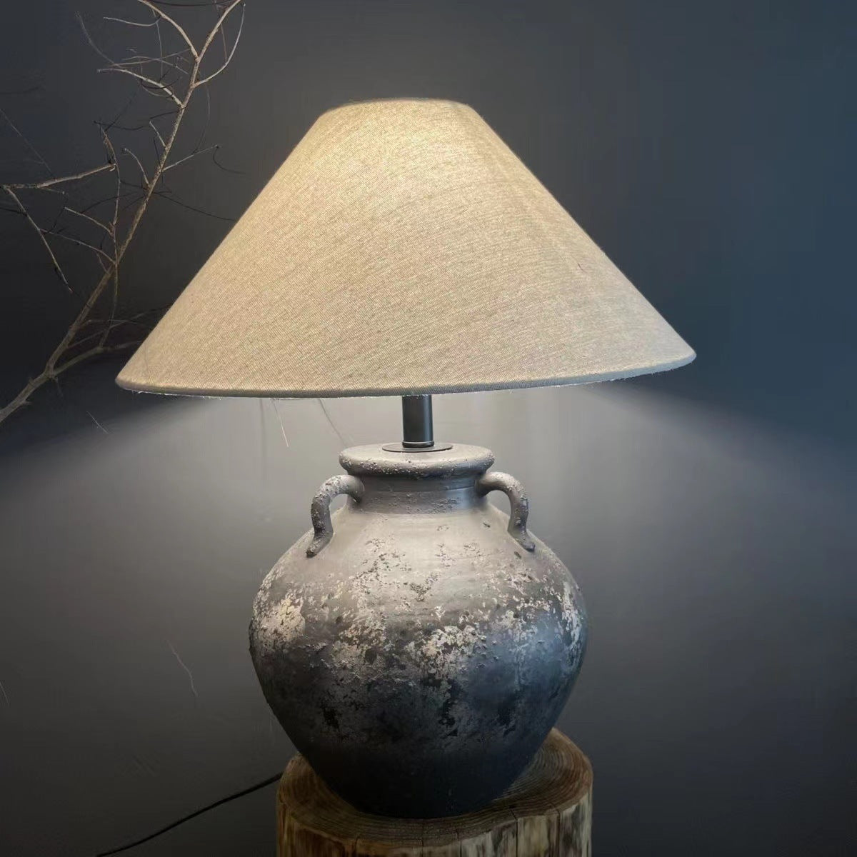 Lámpara de mesa cerámica estilo wabi-sabi japonés