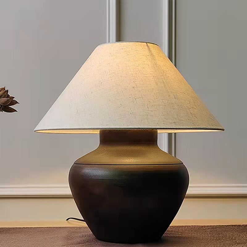 Lámpara de mesa cerámica estilo wabi-sabi japonés