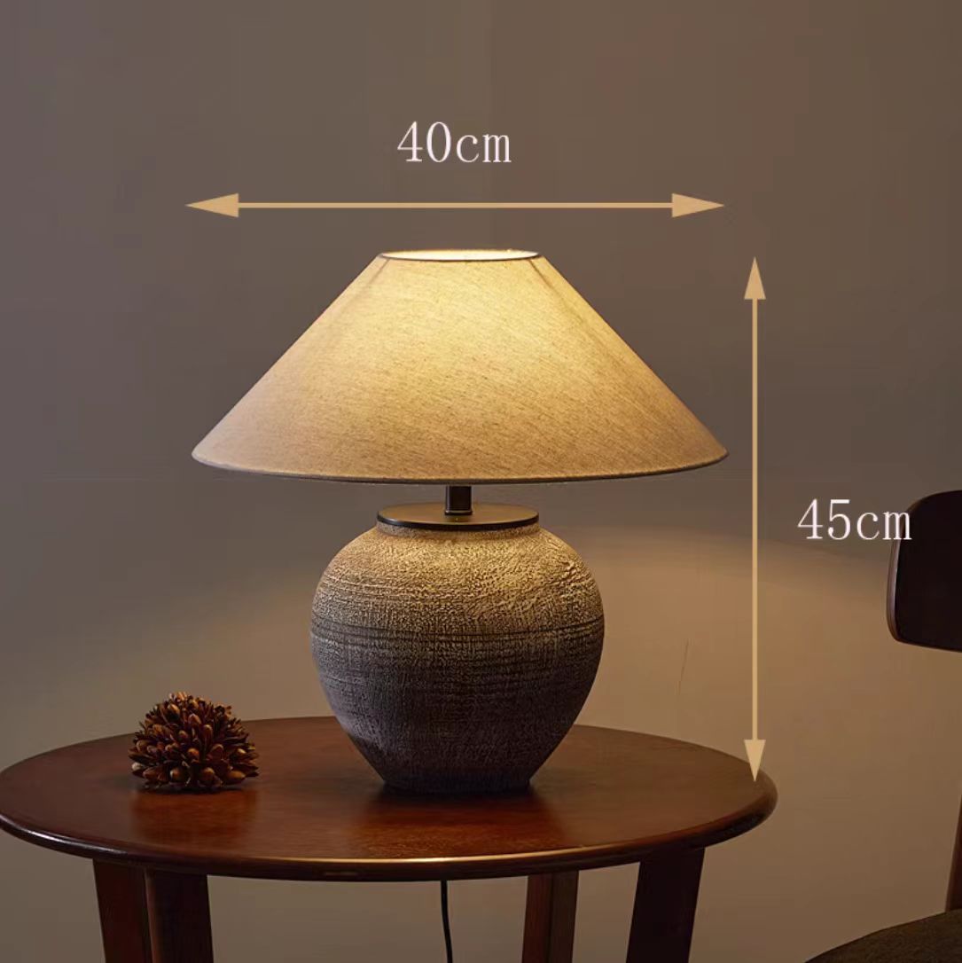 Lámpara de mesa cerámica estilo wabi-sabi japonés