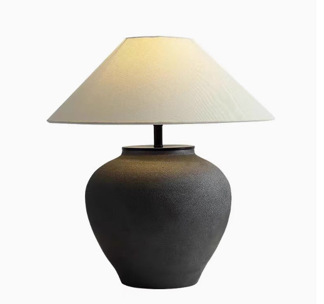 Lámpara de mesa cerámica estilo wabi-sabi japonés
