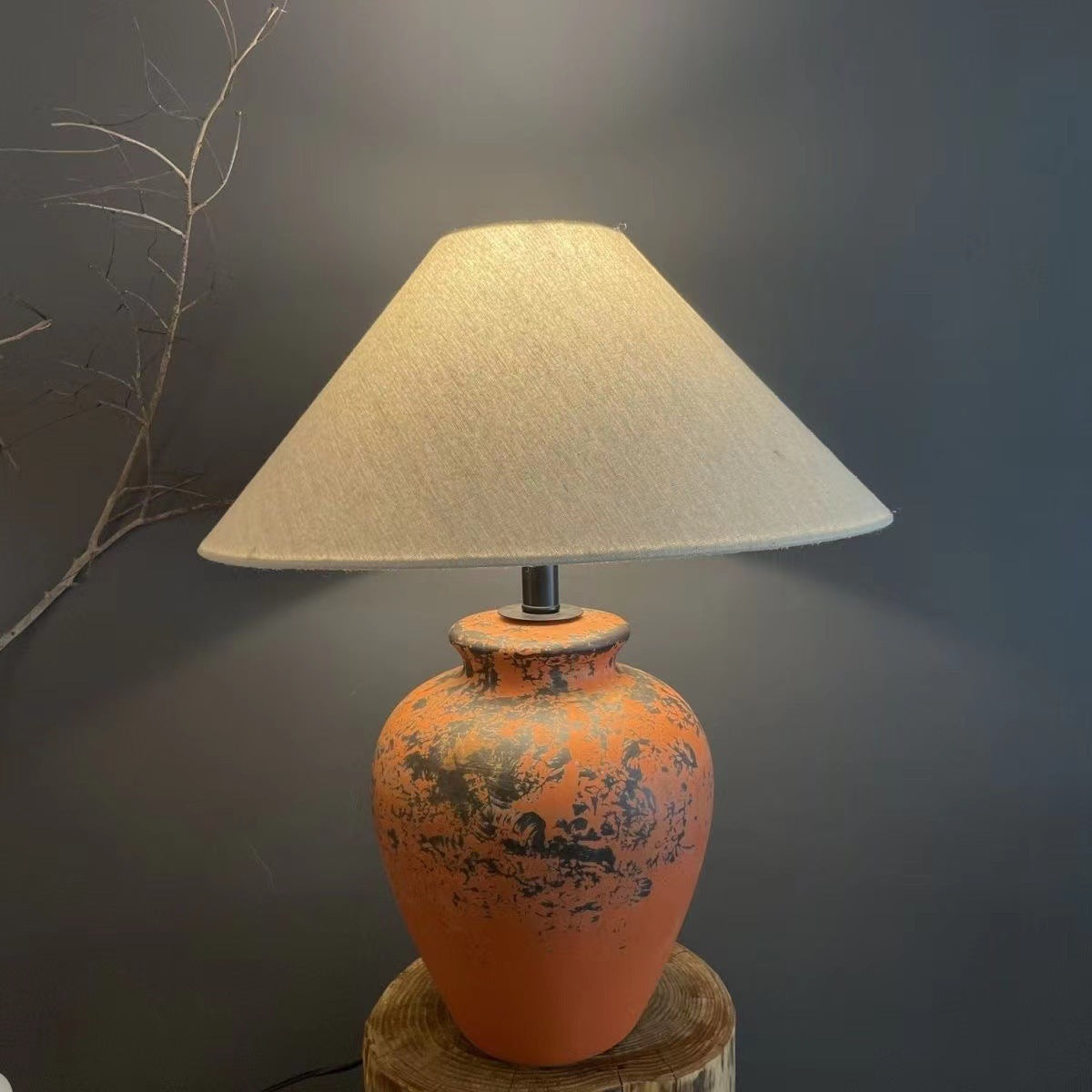 Lámpara de mesa cerámica estilo wabi-sabi japonés