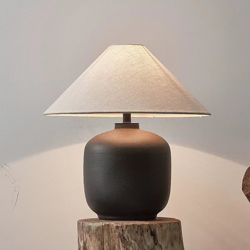 Lámpara de mesa cerámica estilo wabi-sabi japonés