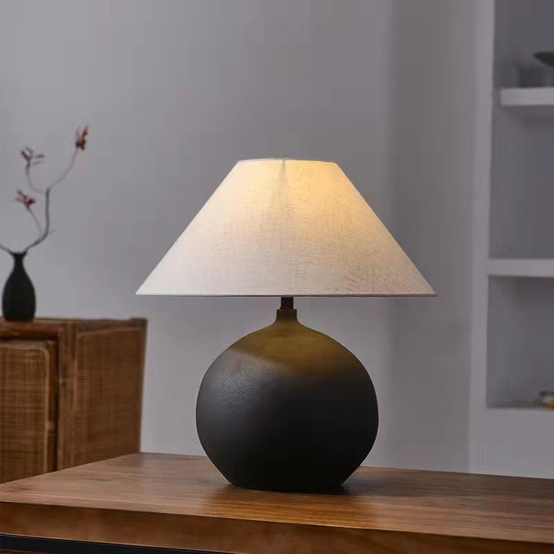 Lámpara de mesa cerámica estilo wabi-sabi japonés