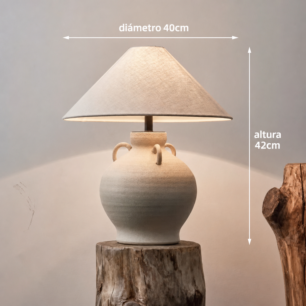Lámpara de mesa cerámica estilo wabi-sabi japonés
