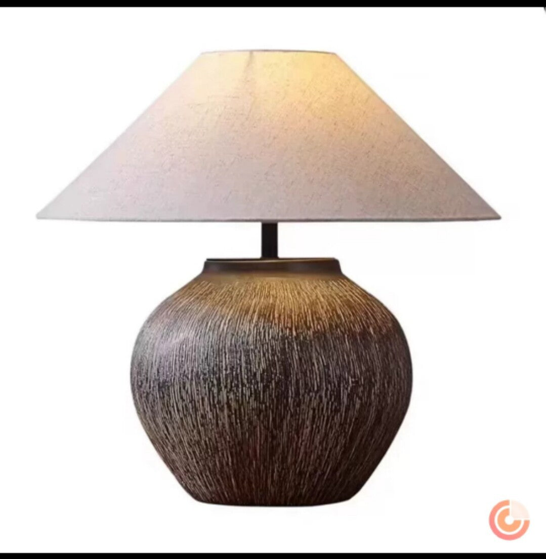 Lámpara de mesa cerámica estilo wabi-sabi japonés