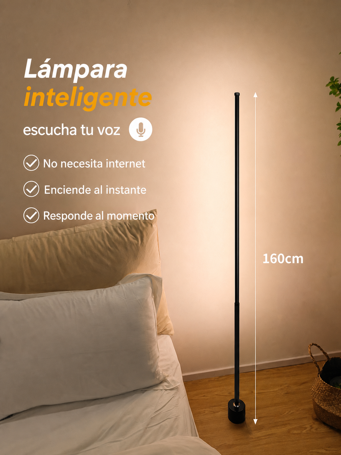 Lámpara de piso LED con control remoto y luz cálida - 10