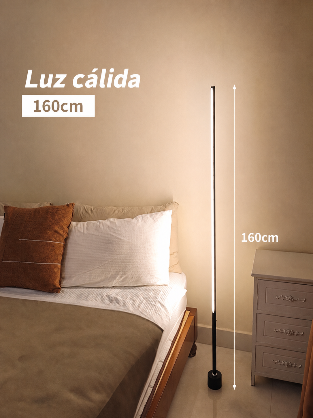Lámpara de piso LED con control remoto y luz cálida