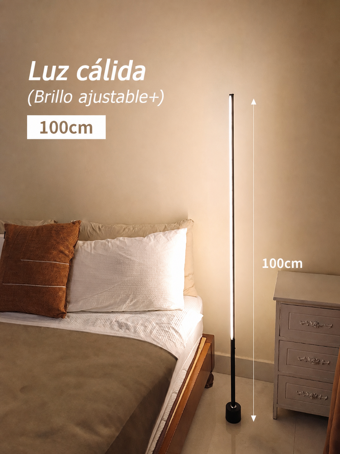 Lámpara de piso LED con control remoto y luz cálida