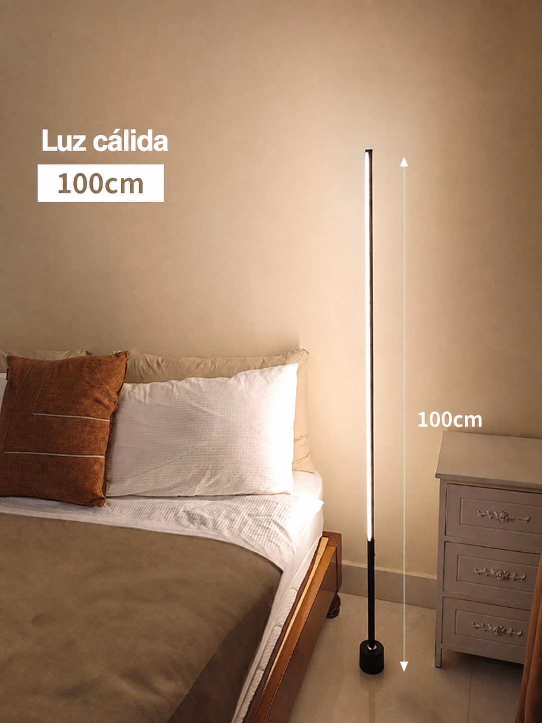 Lámpara de piso LED con control remoto y luz cálida