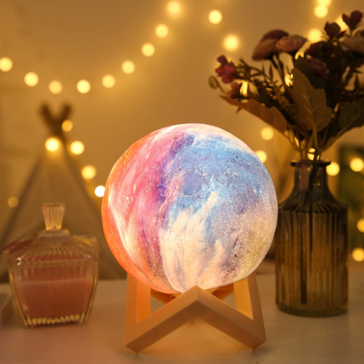 Lámpara Luna y Planetas Decorativa con Luz Nocturna