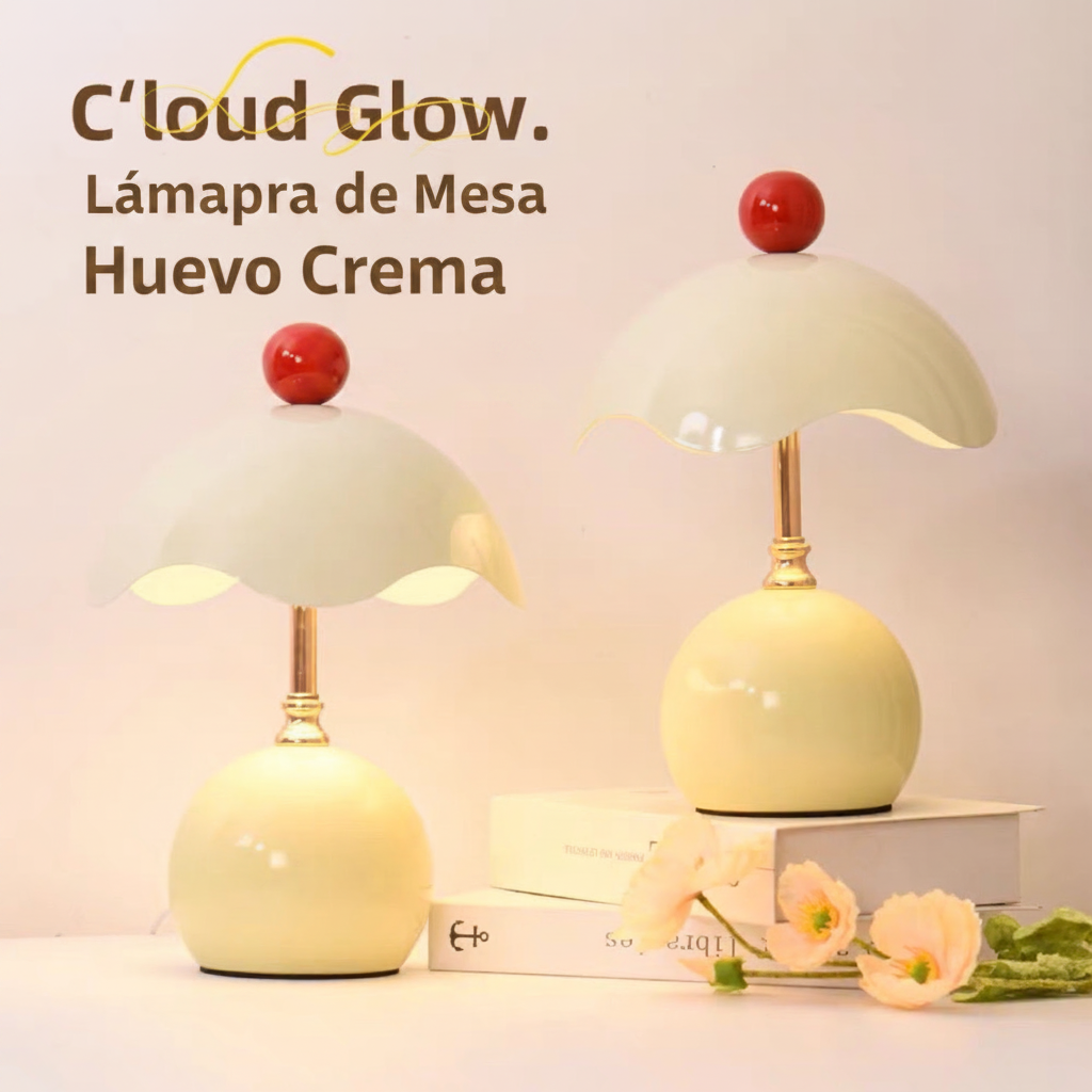Lámpara de noche tipo cáscara de huevo estilo cream - 3