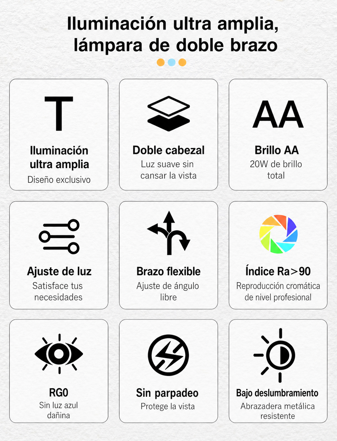 Lámpara LED de escritorio con brazo doble y pinza - 11