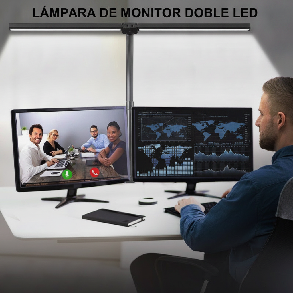 Lámpara LED de escritorio con brazo doble y pinza - 3