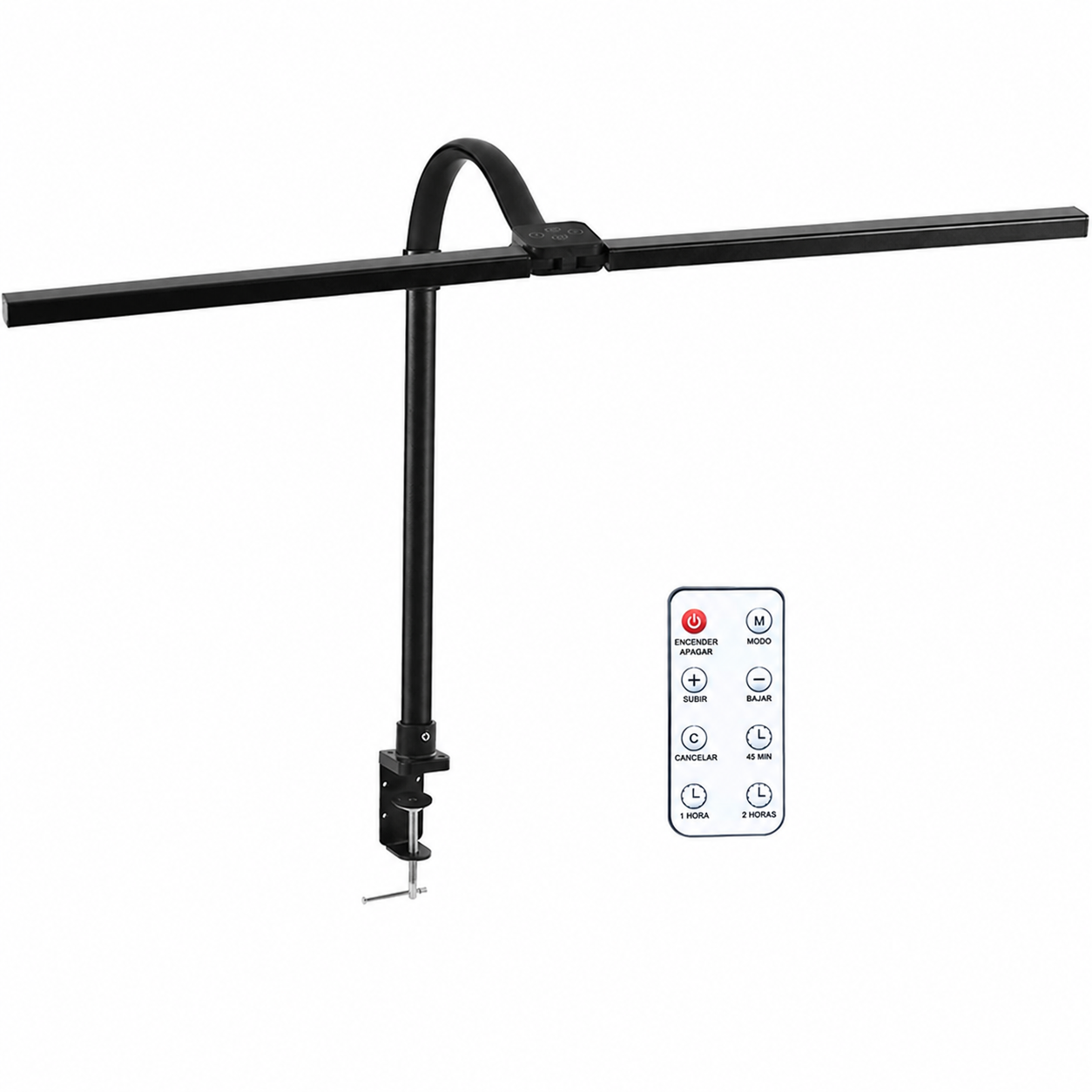 Lámpara LED de escritorio con brazo doble y pinza - 7