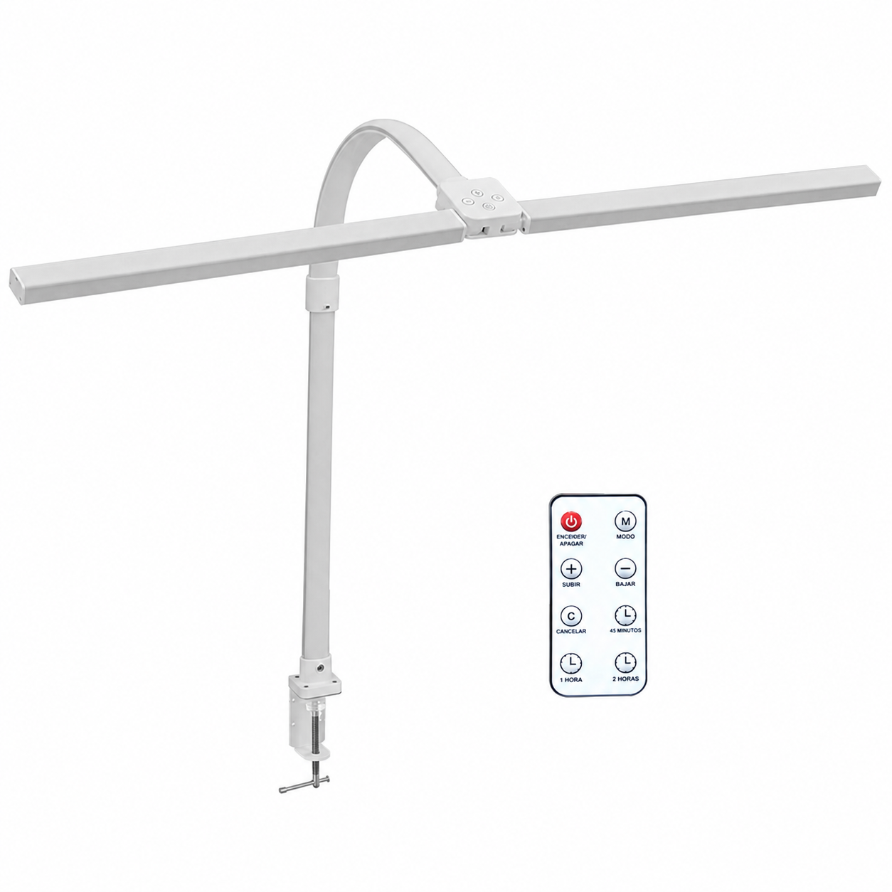 Lámpara LED de escritorio con brazo doble y pinza - 9