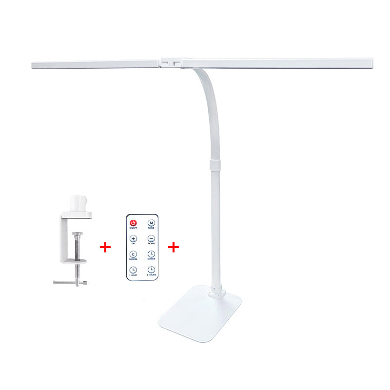 Lámpara LED de escritorio con brazo doble y pinza