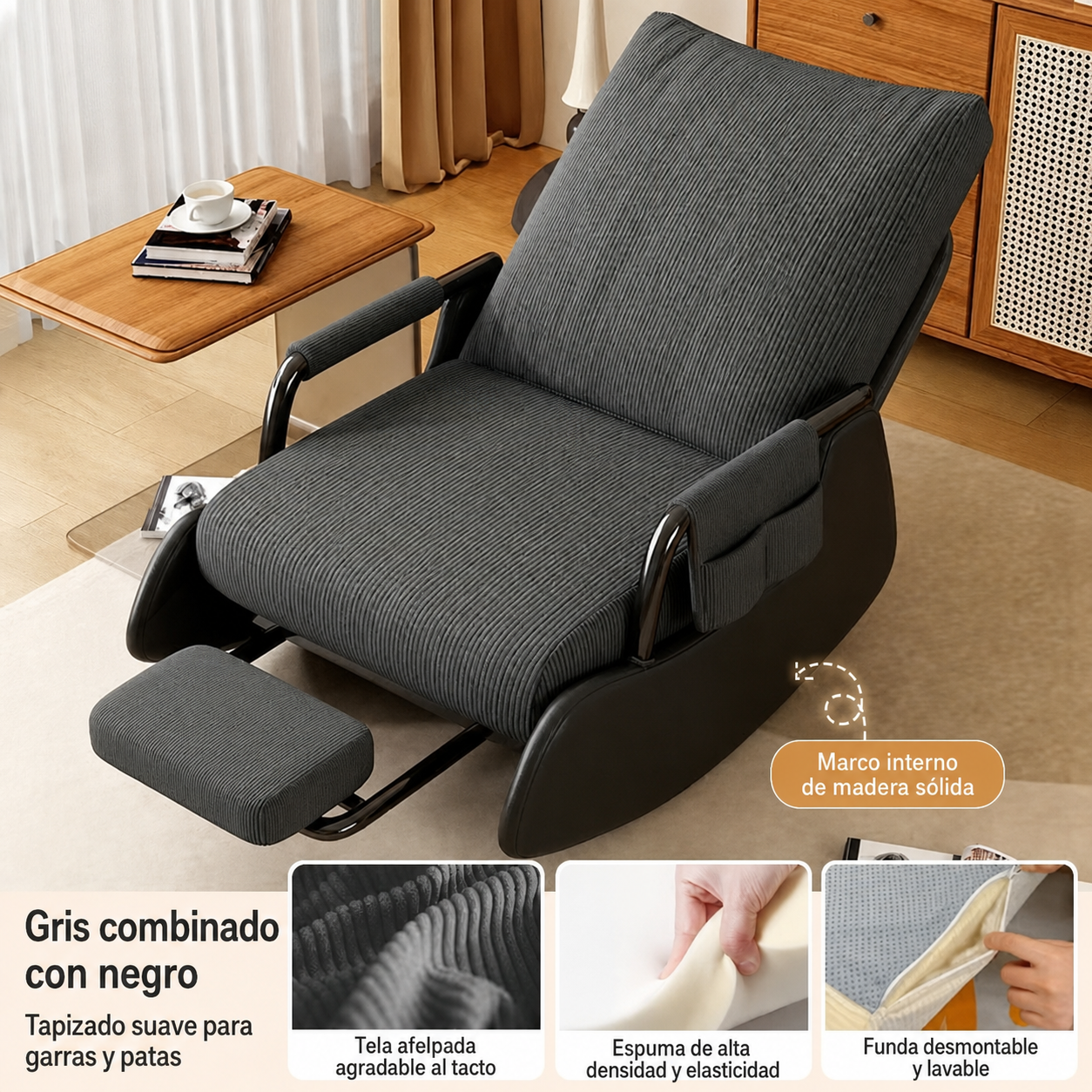 Sillón Reclinable Individual con Reposapiés Ajustable - 5