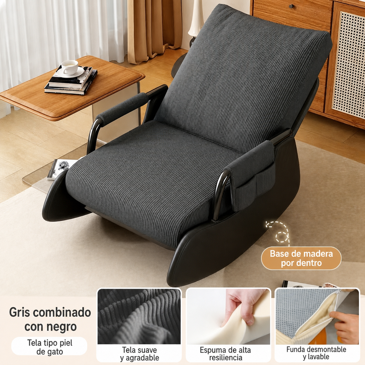 Sillón Reclinable Individual con Reposapiés Ajustable - 6