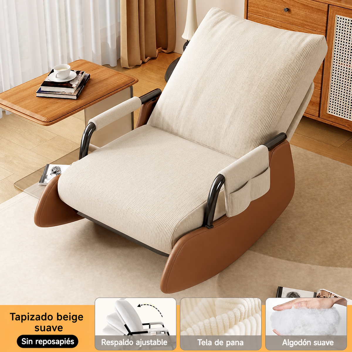Sillón Reclinable Individual con Reposapiés Ajustable