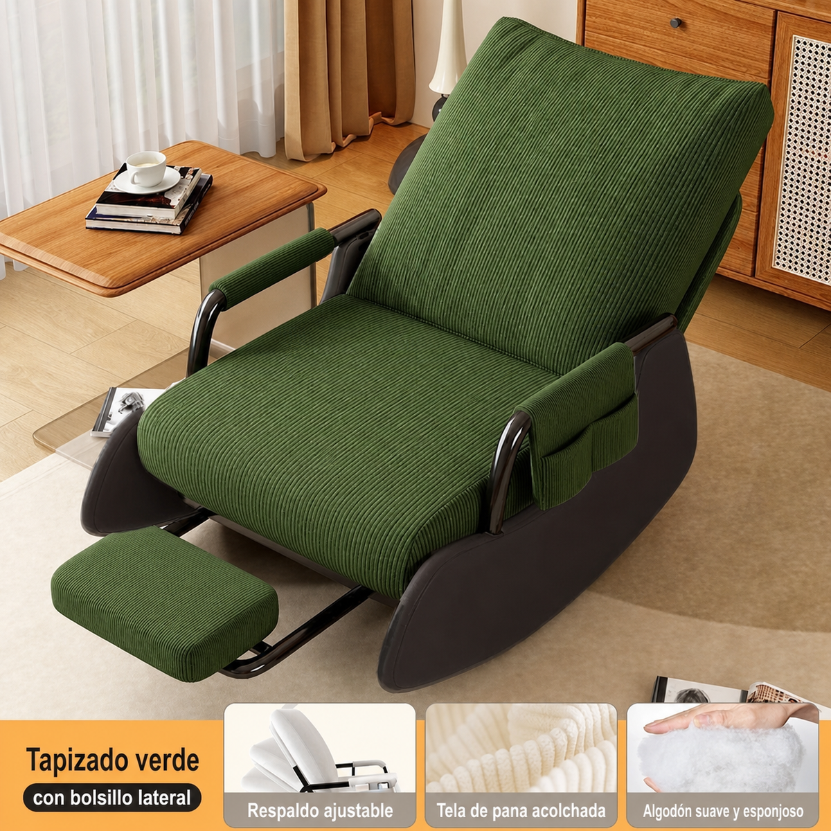 Sillón Reclinable Individual con Reposapiés Ajustable