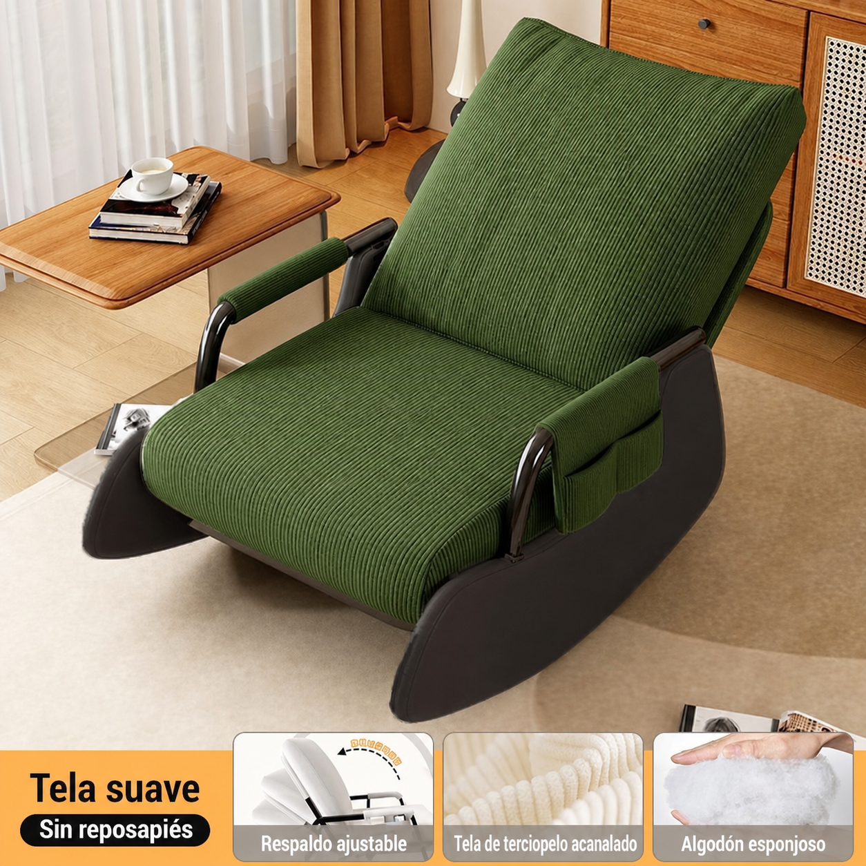 Sillón Reclinable Individual con Reposapiés Ajustable