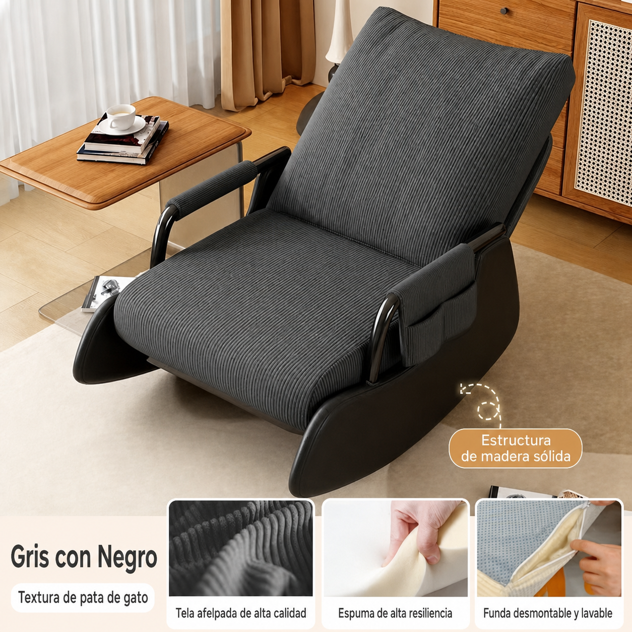 Sillón Reclinable Individual con Reposapiés Ajustable