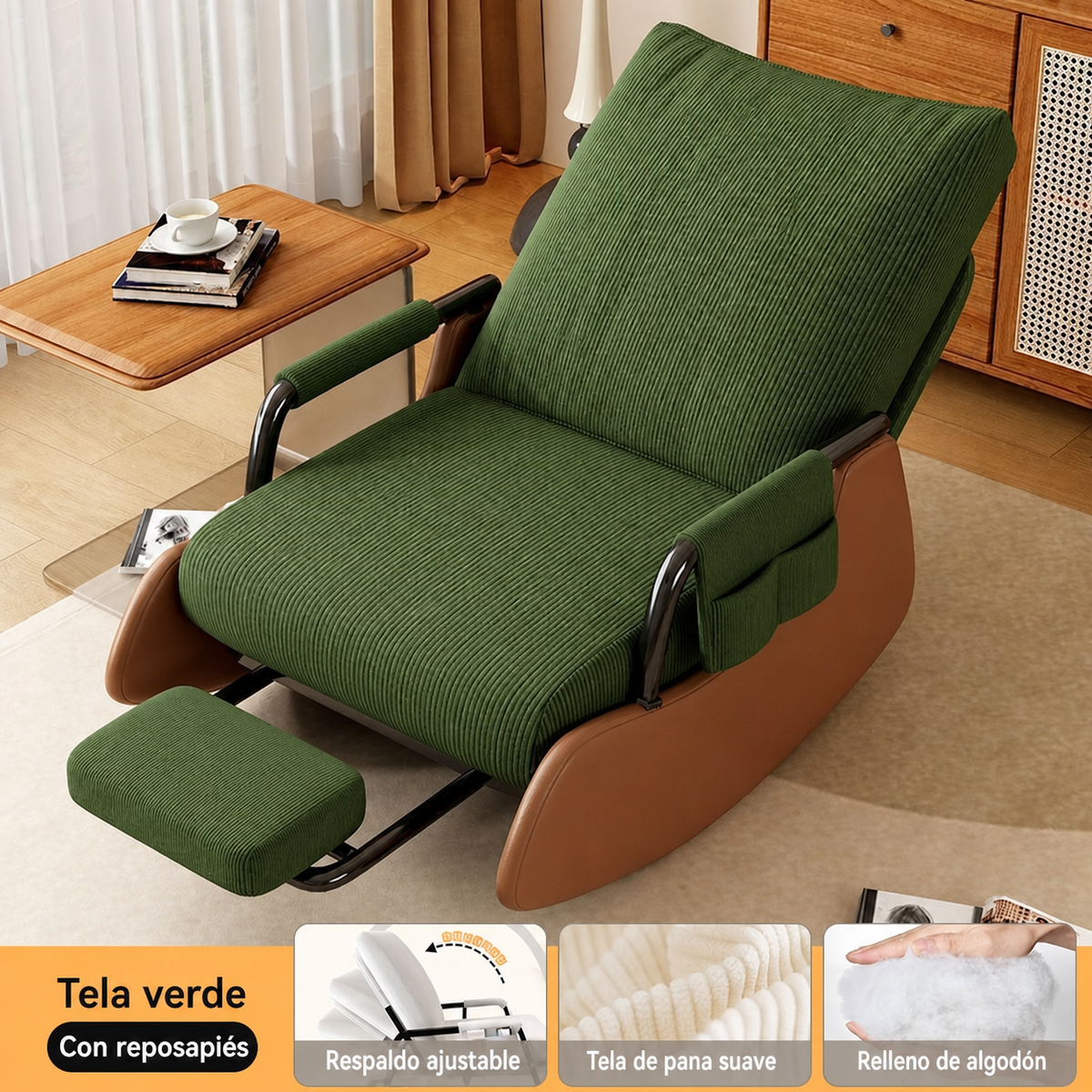Sillón Reclinable Individual con Reposapiés Ajustable