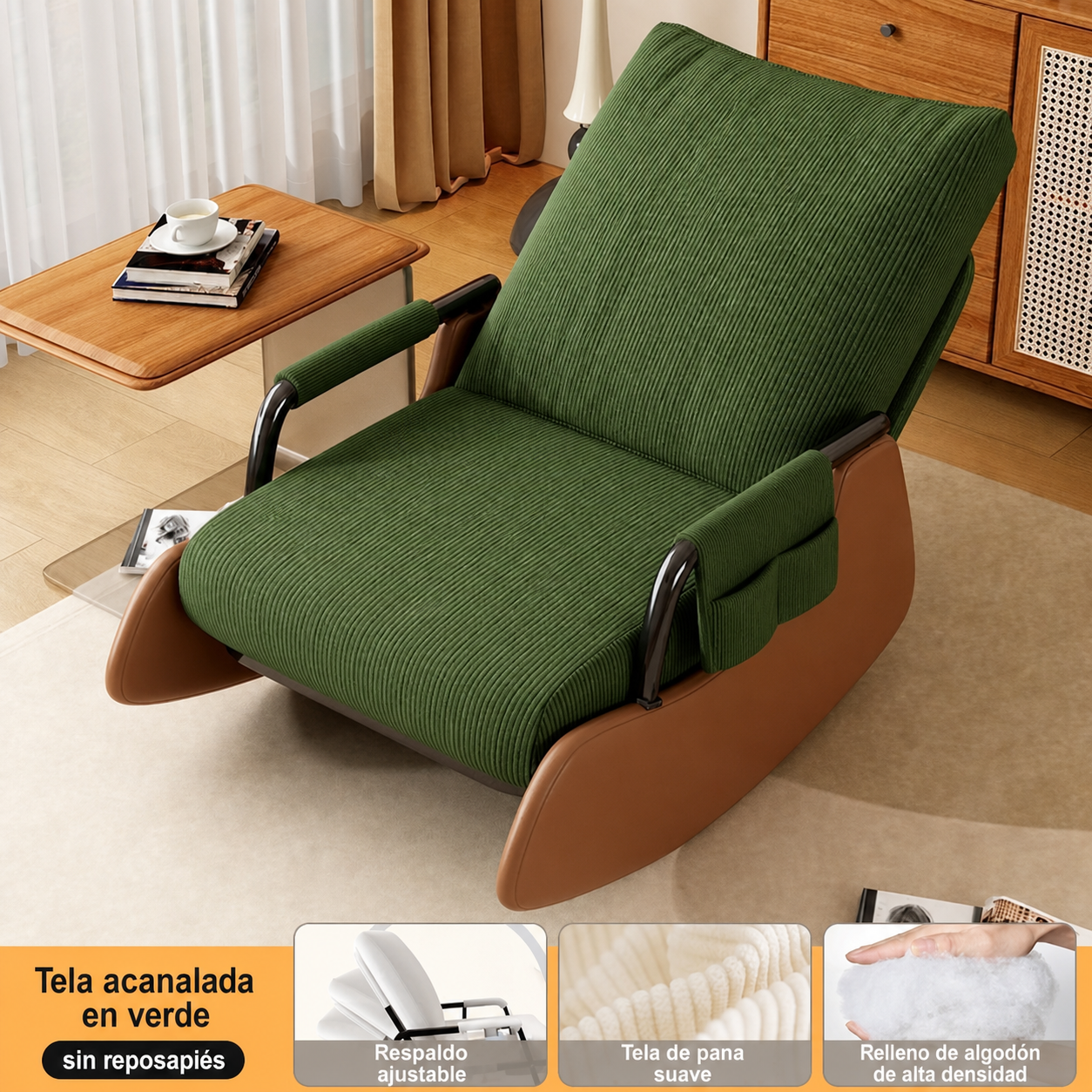 Sillón Reclinable Individual con Reposapiés Ajustable