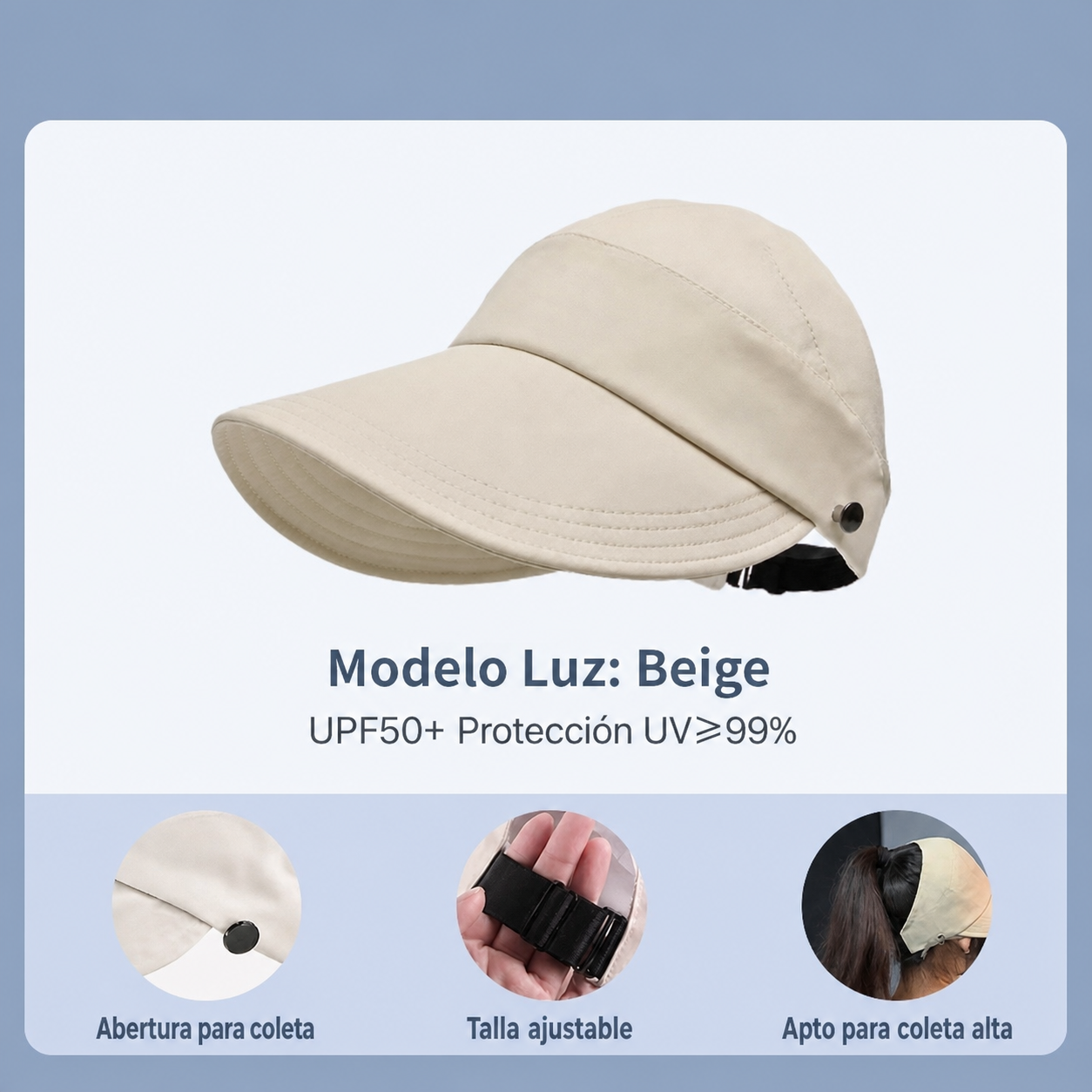 Gorra de visera para mujer con protección UV