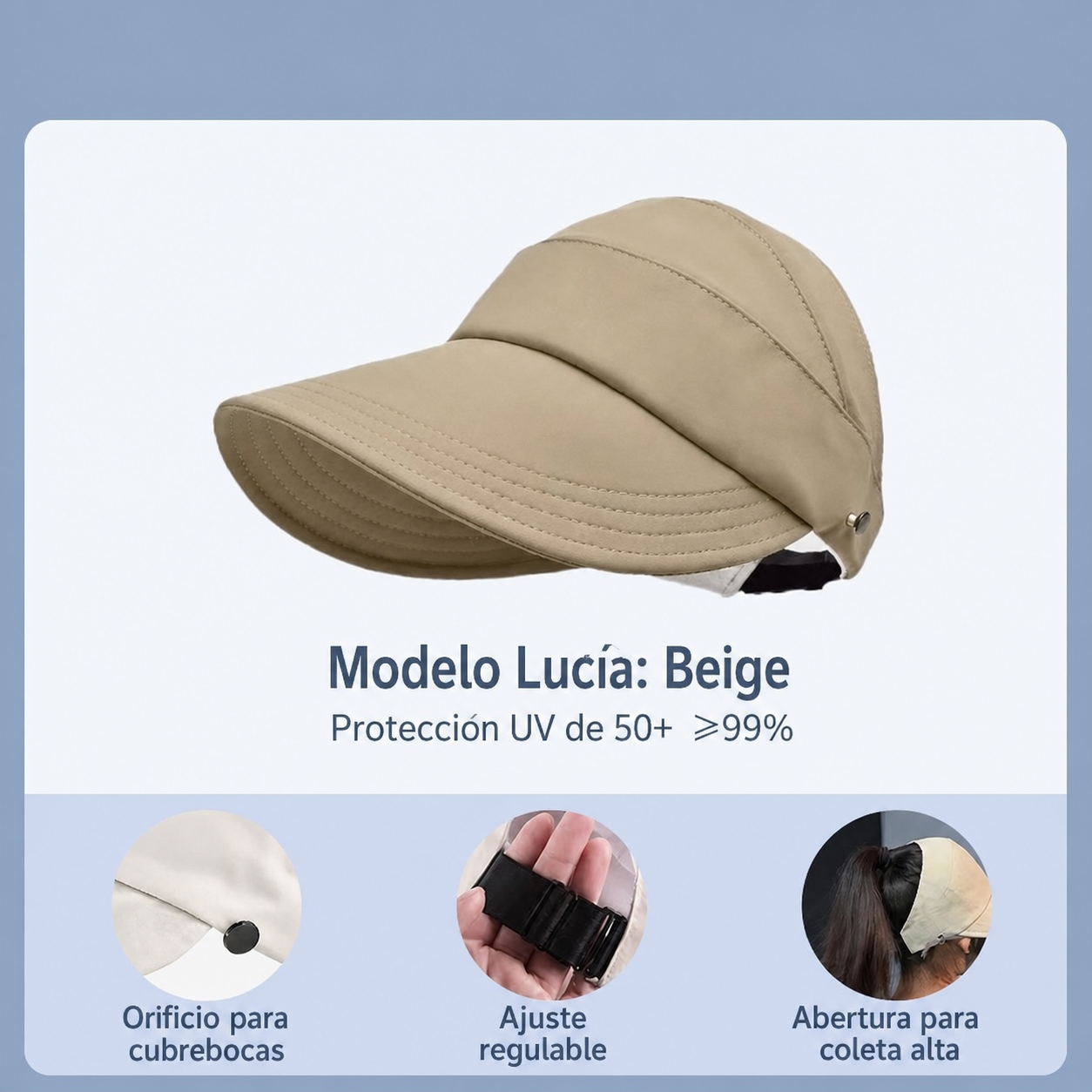 Gorra de visera para mujer con protección UV