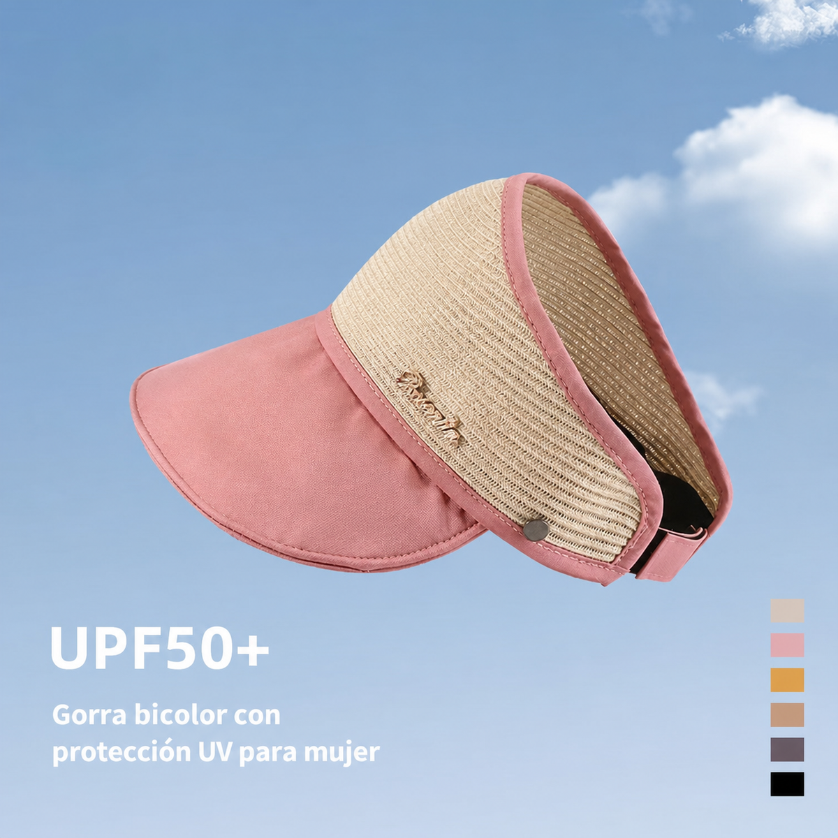 Gorra bicolor con protección UV para mujer