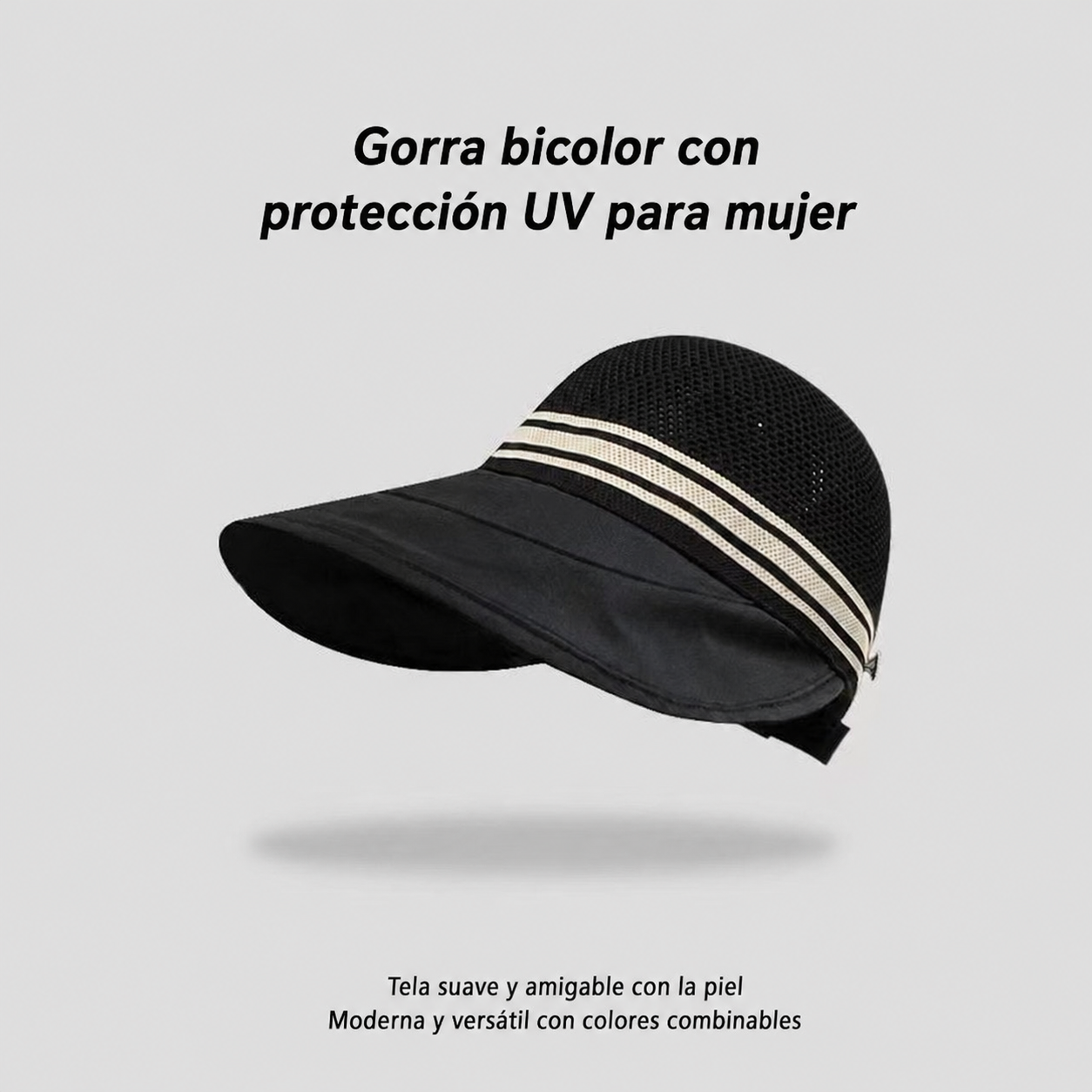 Gorra bicolor con protección UV para mujer