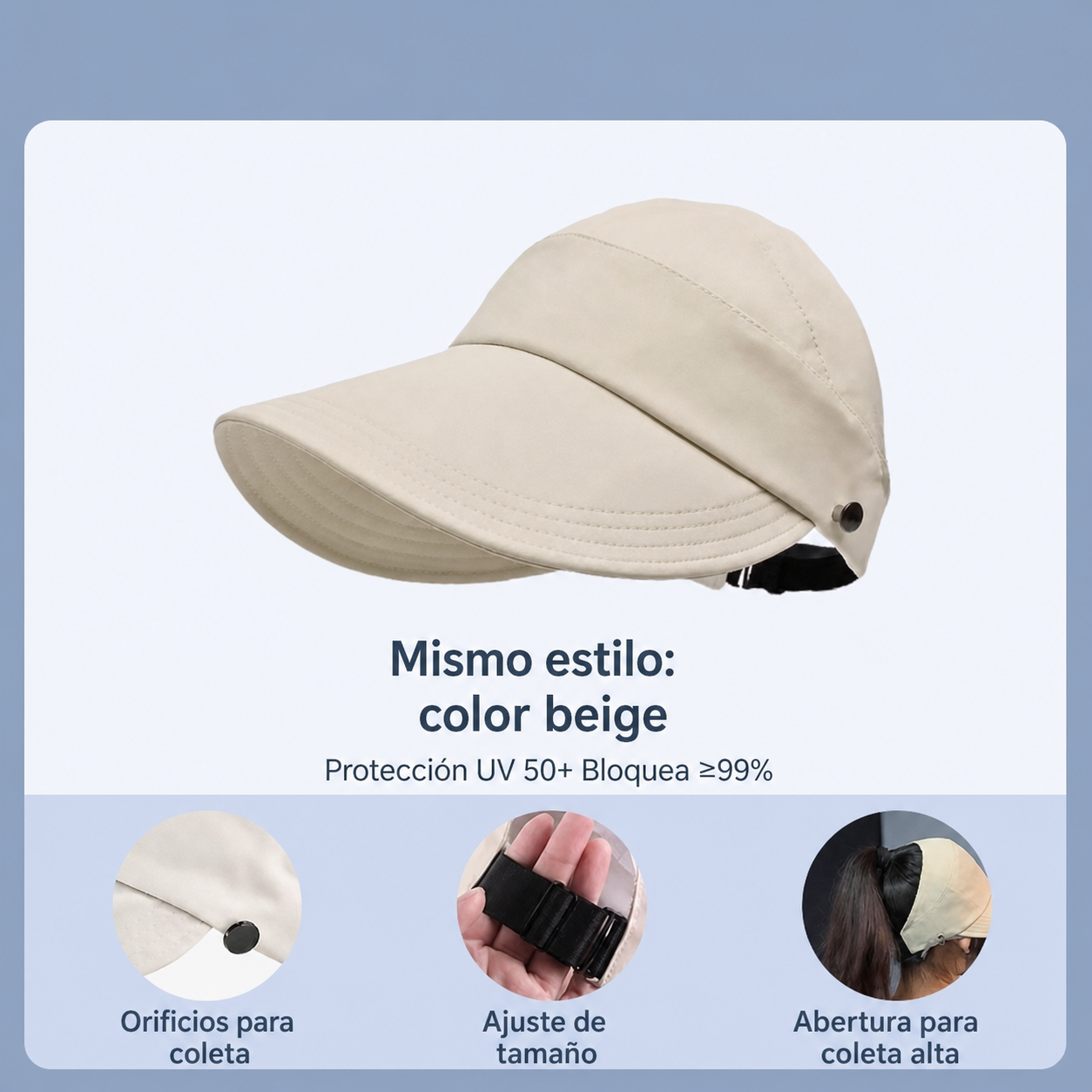 Gorra bicolor con protección UV para mujer